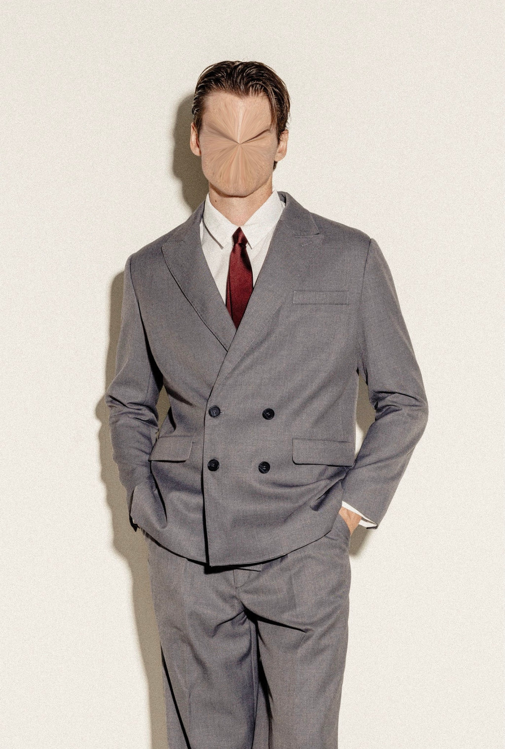 Slate Grey Double-Breasted Suit Jacket