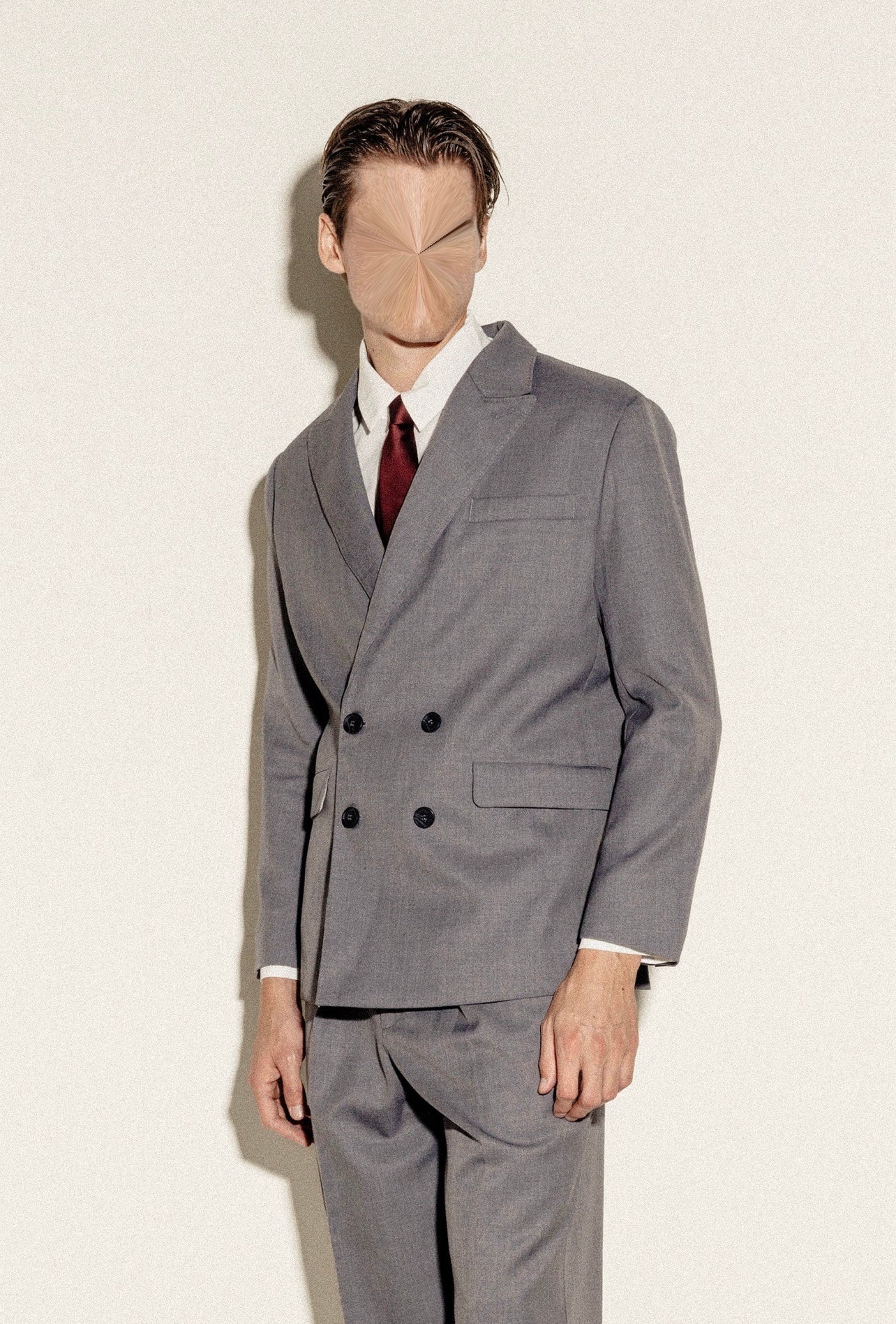 Slate Grey Double-Breasted Suit Jacket