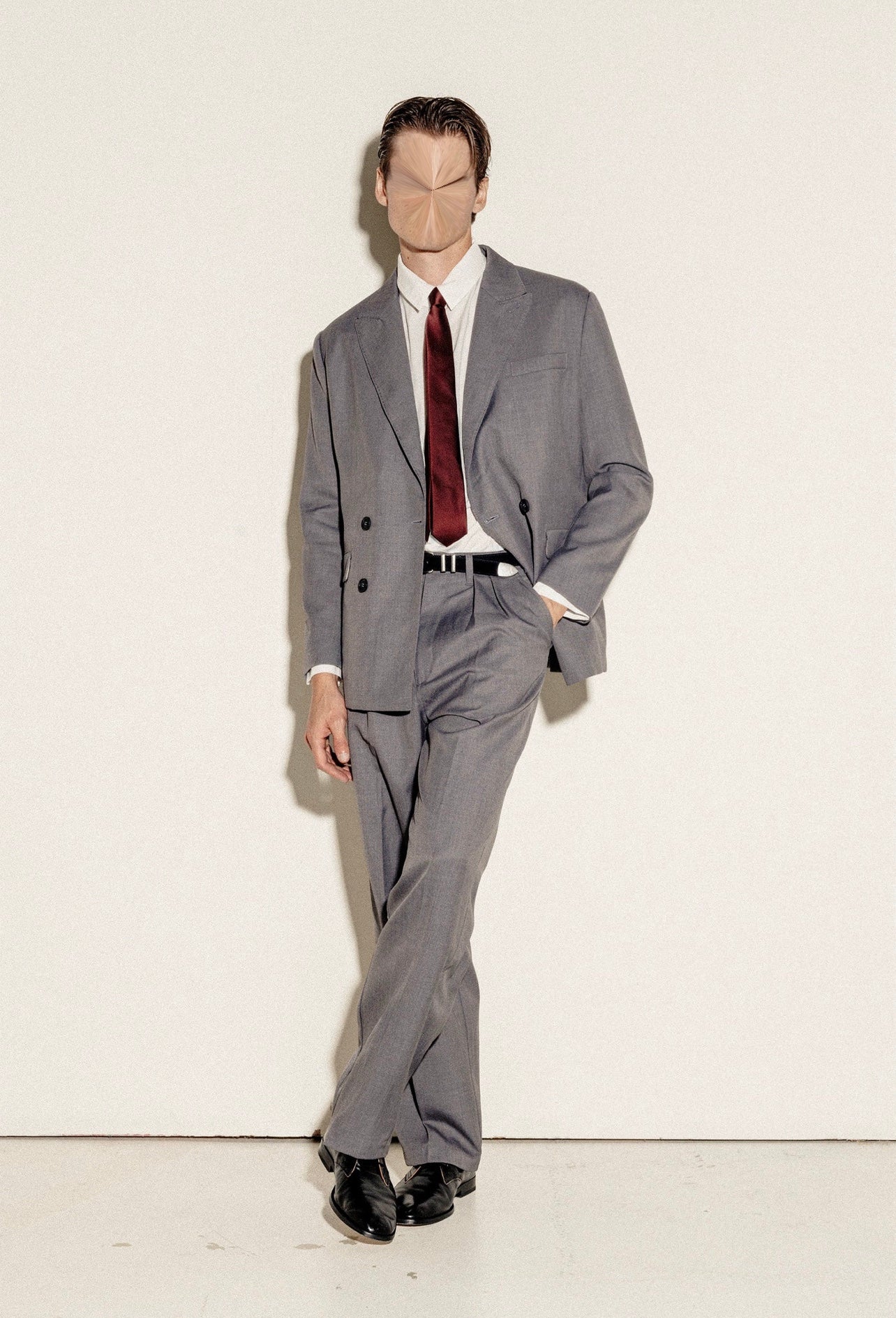 Slate Grey Double-Breasted Suit Jacket